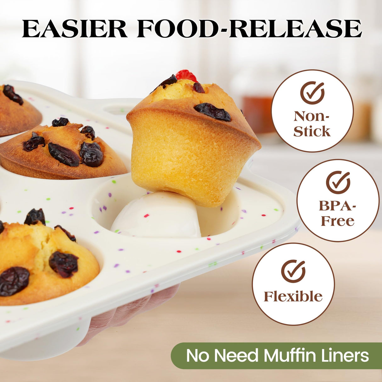 AOTASO Regular 12 Cup and Mini 24 Cup Nonstick Cupcake Pan Set Silicone Muffin Pan for Baking Silicone Cupcake Mold with Metal Reinforced Frame BPA Free (2 Pcs, Cream) AOTASO