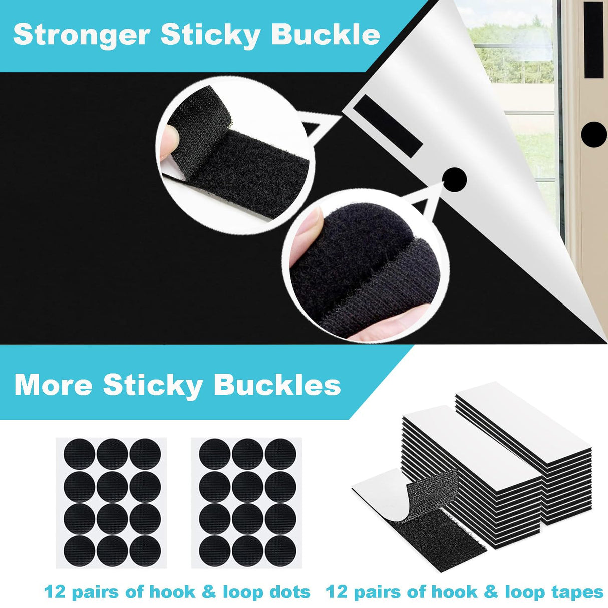 EUIQUE Portable Blackout Curtains for Bedroom Window (Upgraded 420D Fabric), 100% Blackout Blinds Shades No Drill Travel Blackout Window for Nursery Room RV Car, 40 x 57 inch EUIQUE