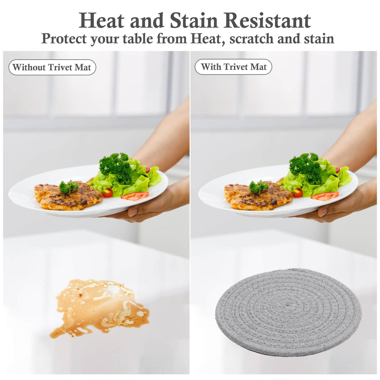 Billbotk 7" Trivets for Hot Dishes, Hot pots and Pans, 4 Heat Resistant Hot Pads, Pot Holders for Kitchen, Hot Plate Mats for Kitchen Countertops, Table, Home Essentials, Farmhouse Decor Billbotk
