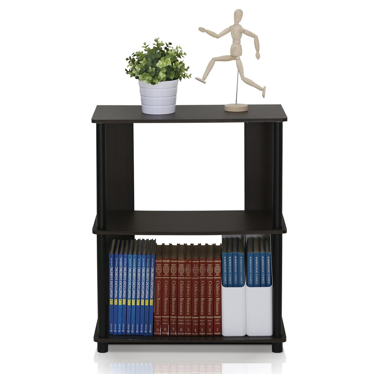 Furinno JAYA 3-Tier Walnut Bookcase with Simple Design Furinno