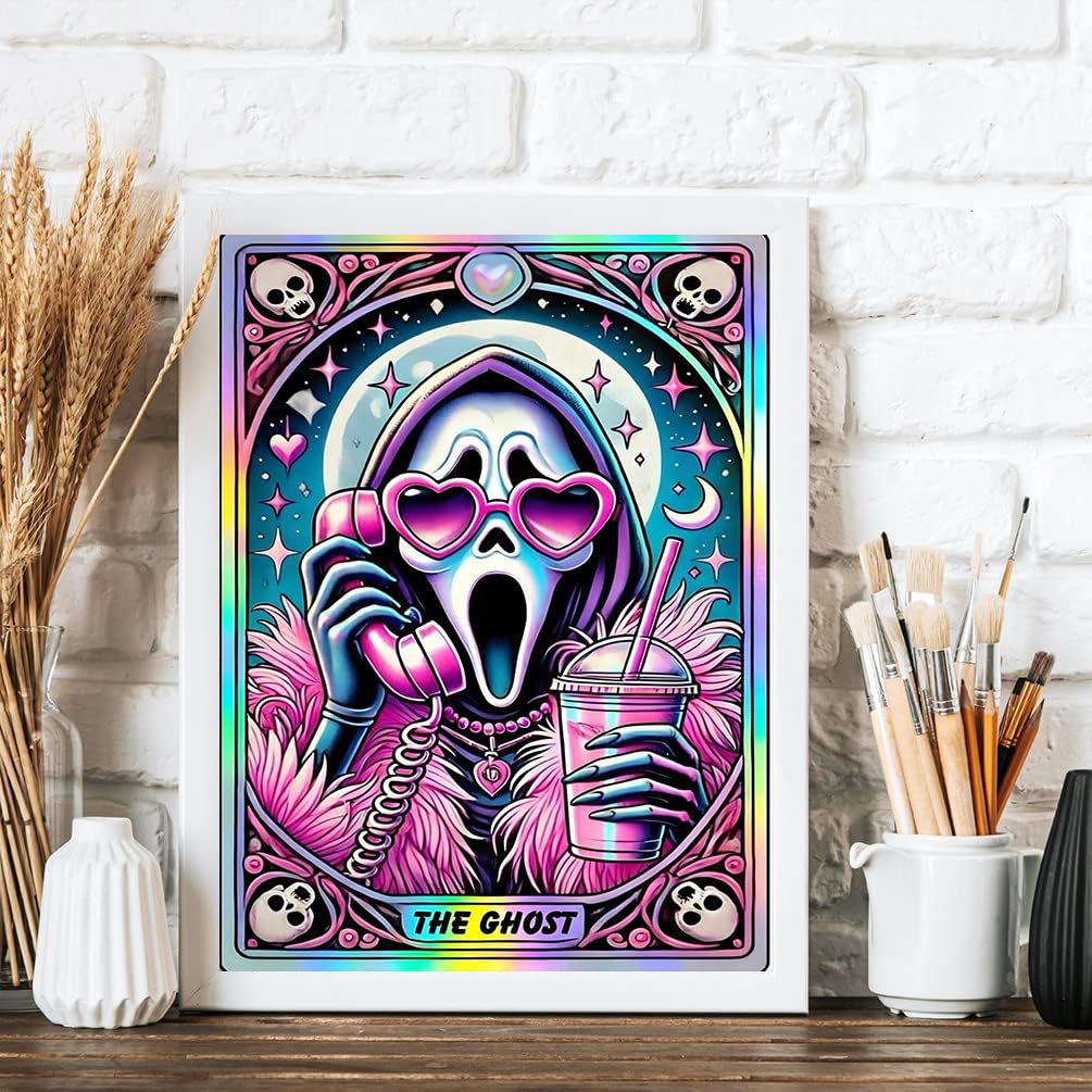 Ekuxom Skull Diamond Art Kits for Adults, Halloween Diamond Painting Kits for Adults Beginners, 5D DIY Full Round Drill Diamonds Dot Gem Art Home Wall Decor Gift 12x16In Ekuxom