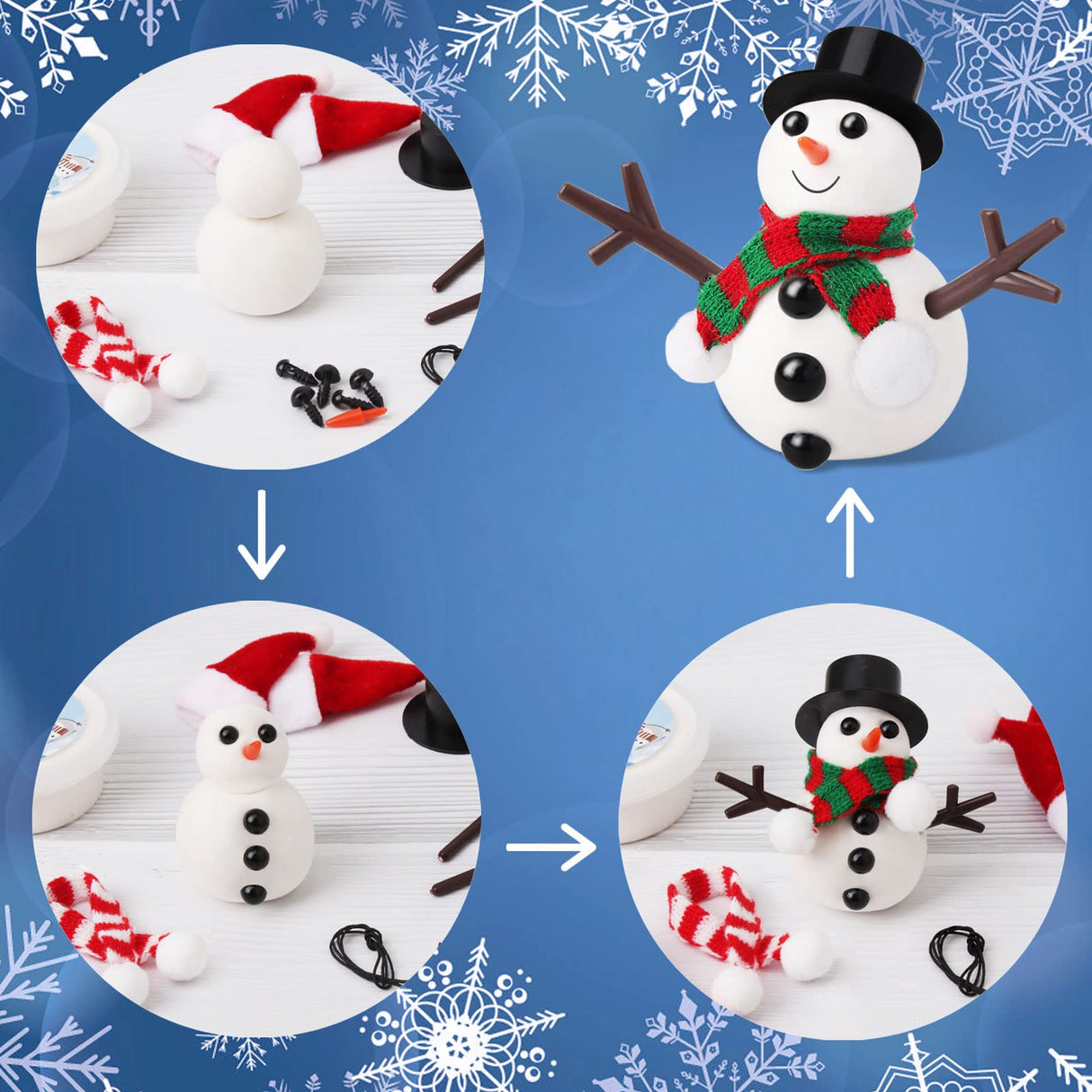 9 Pack Build a Snowman Kit Snowman Crafts for Kids,Modeling Clay Snowman DIY Kit, Christmas Stocking Stuffers for Kids,Christmas Crafts Xmas Gift BANBBUR