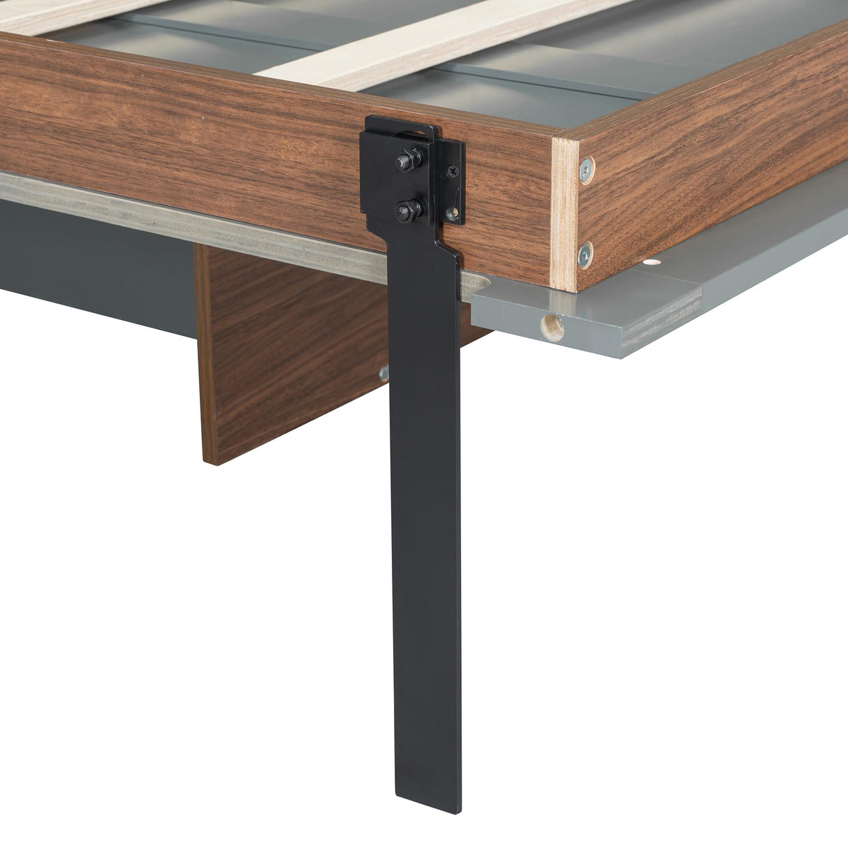 THINK 30 Murphy Bed with Foldable Desk – Space Saving Wall Bed, Full Size, Walnut & Gray THINK 30