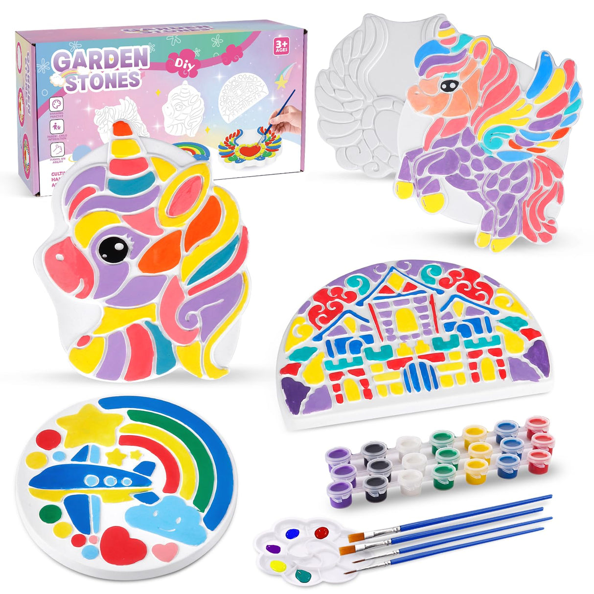 IFLOVE Paint Your Own Stepping Stones for Kids Craft Kits,Arts and Crafts for Kids Ages 4-8,5 Pack Painting Crafts for Girls Ages 8-12,Outdoor Toys Art Supplies Toddler Birthday Gift (Unicorn) IFLOVE
