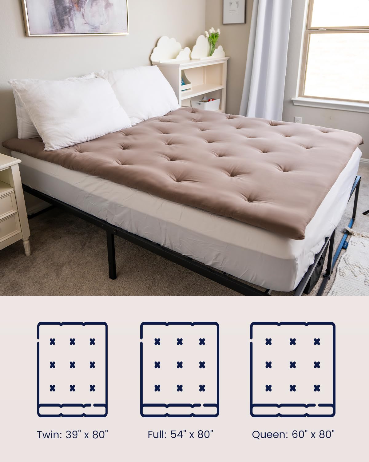 ZonLi Japanese Floor Futon Mattress Full Size 60"x 80",100% Cotton 2.5'' Thicken Tatami Mattress,Foldable Sleeping Pad,Portable Dormitory Tatami Mat,Roll Up Floor Lounger Bed for Adult (Grey) ZonLi