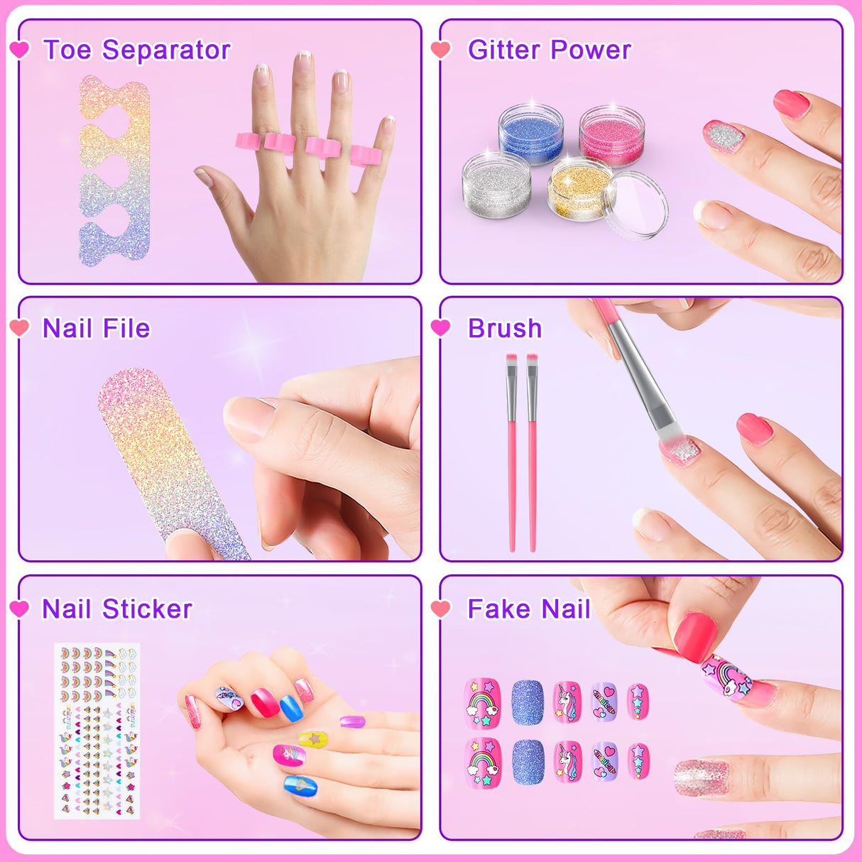 Kids Nail Polish Set for Girls, Non-Toxic Quick Dry Nail Art Salon Kit with Nail Dryer and Peelable Nail Polish,Ideal Gift Toys for Girls Age 3-12 Websonaw
