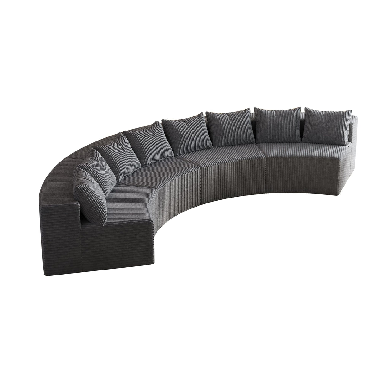 KEIKI Corduroy Curved Sectional Sofa, 4 Seater Symmetrical Modular Semi Circular Couch, Deep Seat Tufted Corner Sofa for Living Room, Lobby, Gray KEIKI