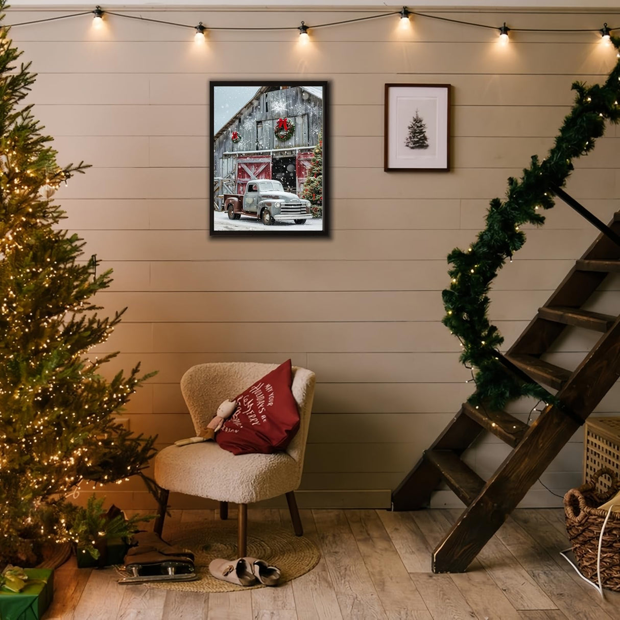 5D DIY Winter Diamond Art Kits For Adults,Christmas Wooden House Truck Diamond Paintings Kits For Beginners,Paint By Diamonds Dot Full Drill Gem Art Crafts,Home Wall Decoration 11.8x15.8 Inches. JYXSJYYD