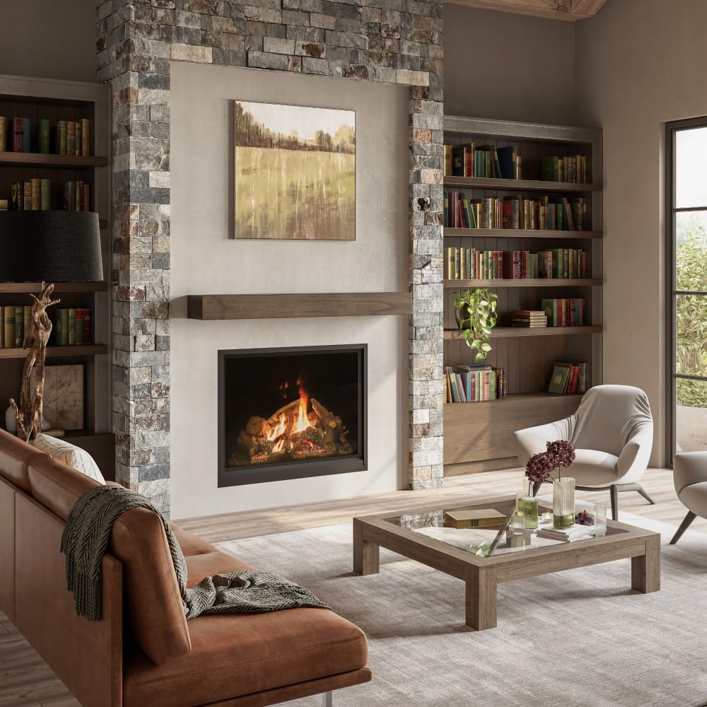 MANTELSDIRECT Dakota 48 Inch Pine Wood Floating Fireplace Mantel Shelf - Mocha Brown | 9" Depth - Beautiful Wooden Rustic Mantel for Fireplaces, Living Rooms, Electric Fireplaces, and Below TVs MANTELSDIRECT