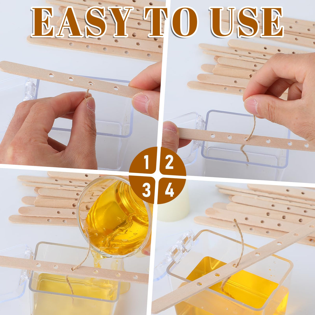 50PCS Candle Wick Holders for Candle Making, Wooden Wick Centering Tool for Candles Making Bars Wax Stick Clips Device Crafting Supplies Yuomeaz