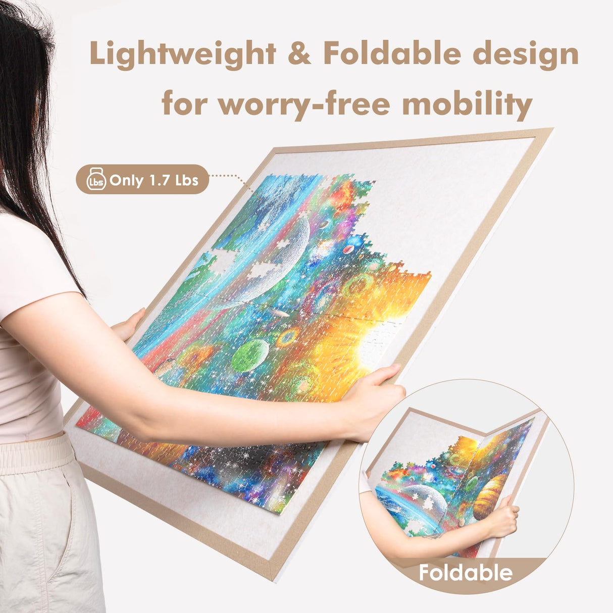 Jigsaw Puzzle Board with 4 Sorting Trays, 1000 Pieces Playing Surface with Protective Cover, 31.5" x 24" Felt Display Board Piecevana