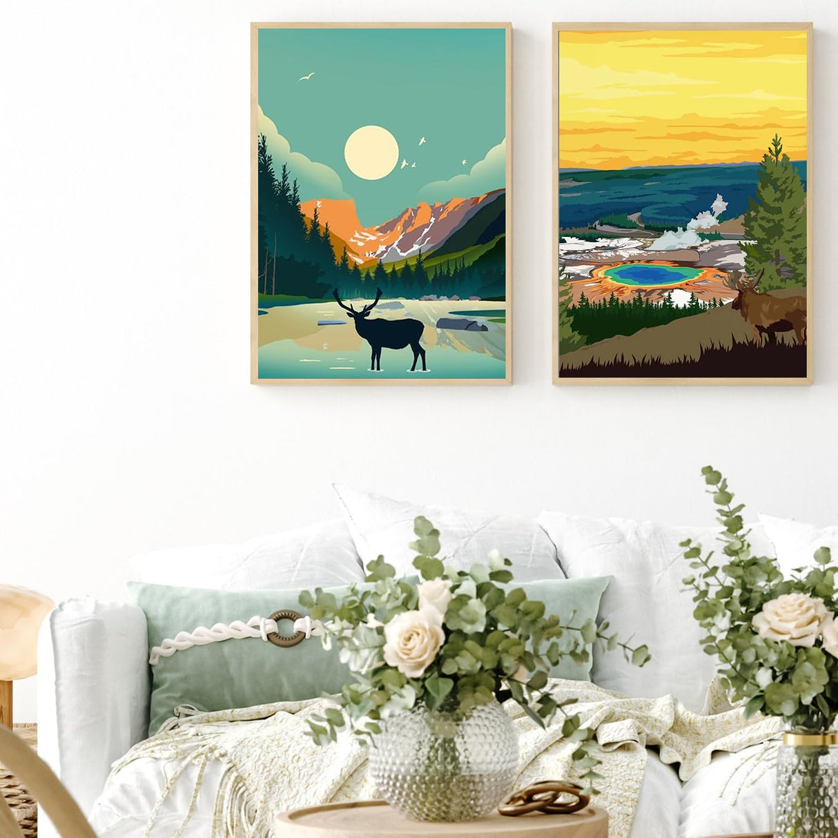 6 Packs Paint by Numbers for Adults Beginners, National Park Painting by Number Kits on Canvas Without Frame, Yellowstone Grand Teton Yosemite Lanscape Craft Arts for Home Wall Decor 9.8x13.8inch HOIYLDS