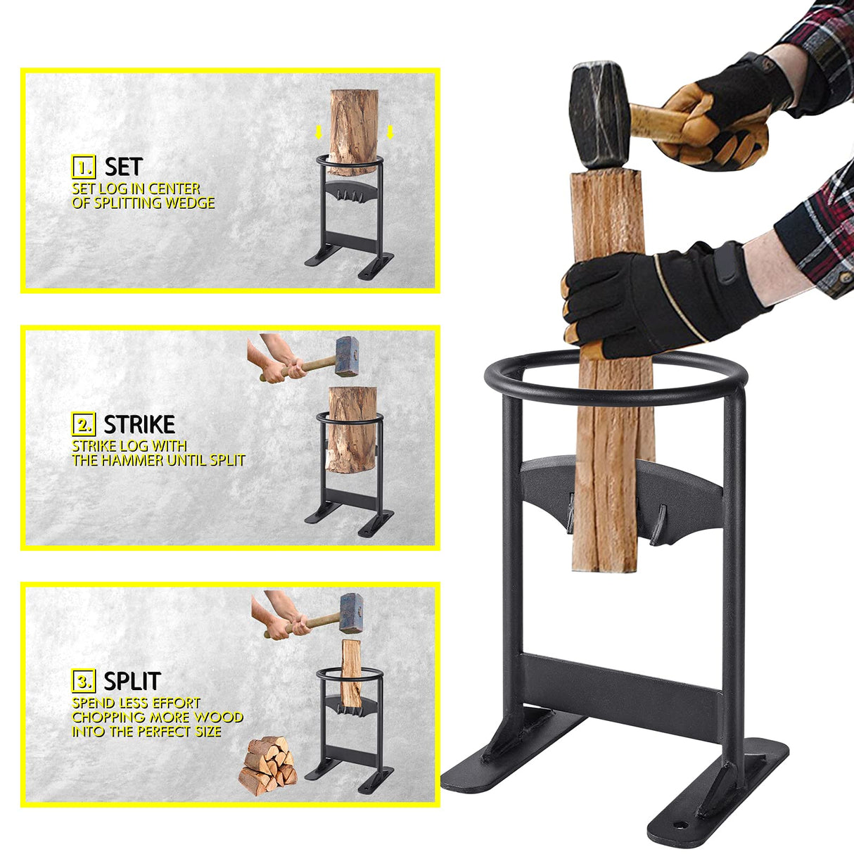 SHARPAI Kindling Splitter for Wood, Cast Iron Wood Splitter Hand Cutter Kindling Racker Manual Log Splitter Wedge for Campsite & Home SHARPAI