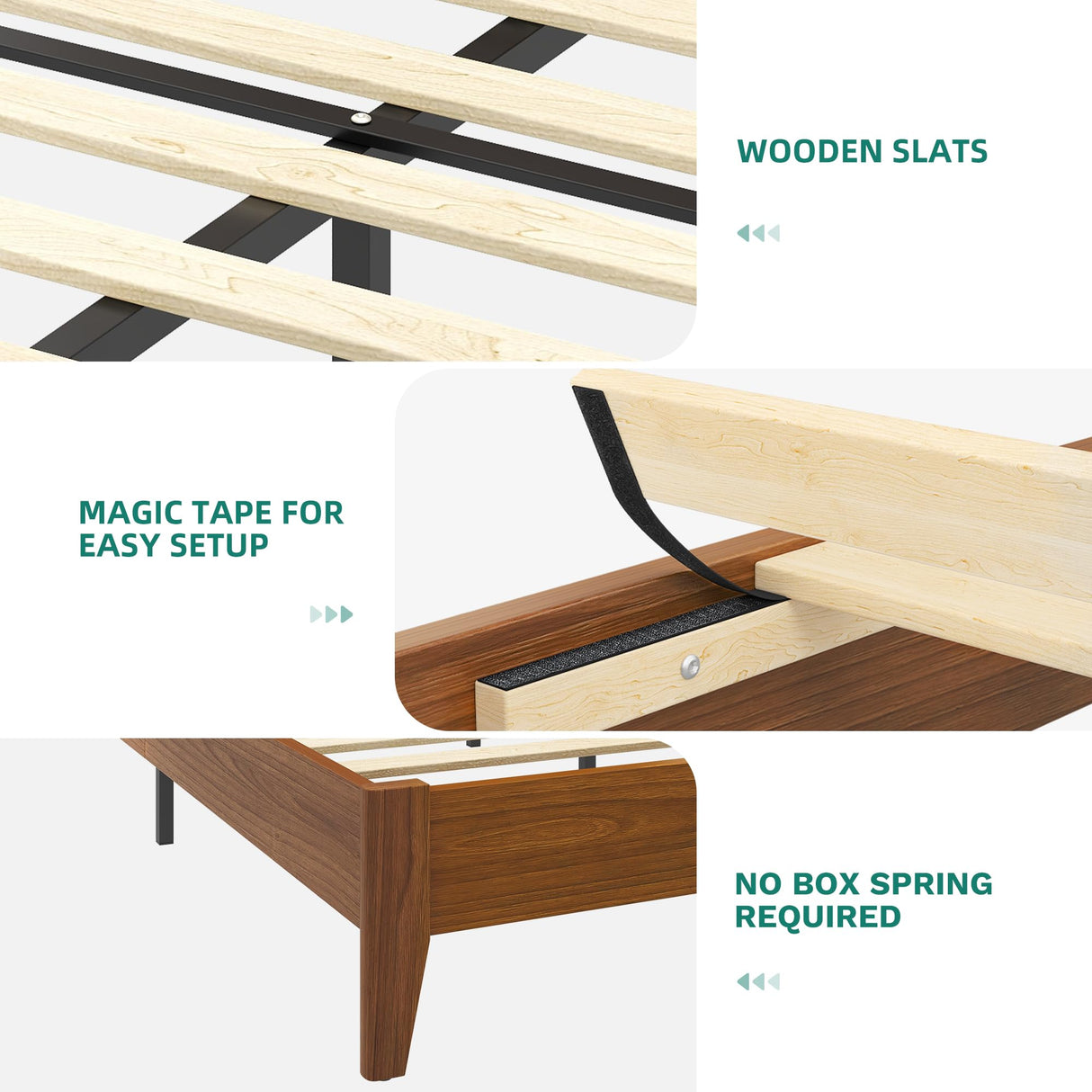 DWVO King Size Bed Frame with Adjustable Headboard, Farmhouse Wood Bed Frame with Solid Wood Slats Support, No Box Spring Needed, 12 Strong Wood Slat Support, Easy Assembly, Rustic Brown DWVO