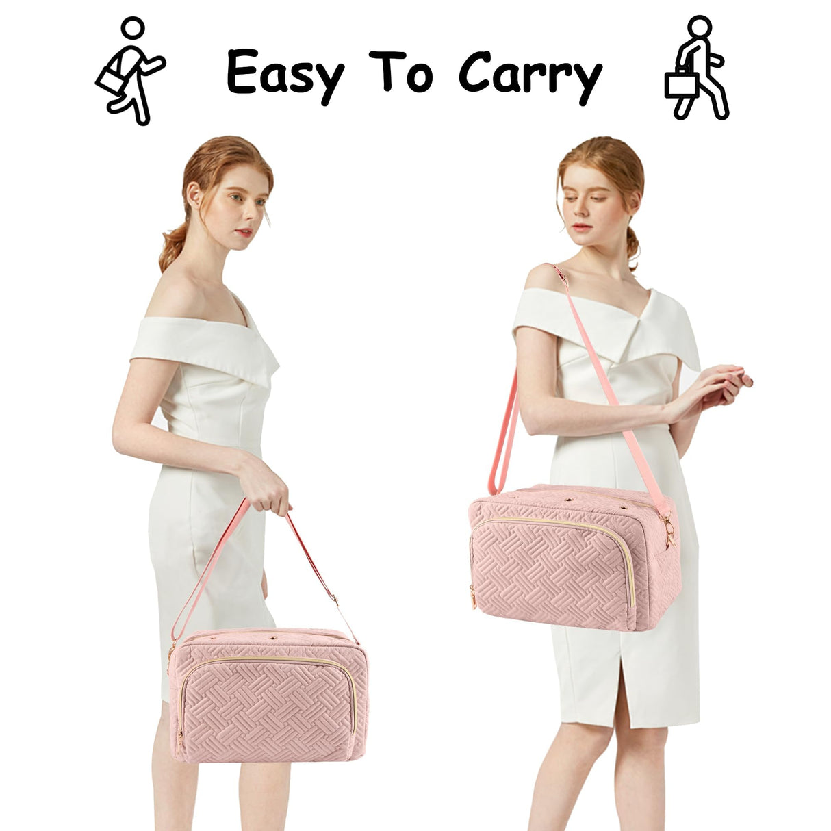 Crochet Bag Organizer, Yarn Storage Organizer, Yarn Holder for Crochet with Adjustable Shoulder Straps, Knitting Bag for crocheting, Crochet Hook Case Gifts for Crocheters (Pink) Uawsyut