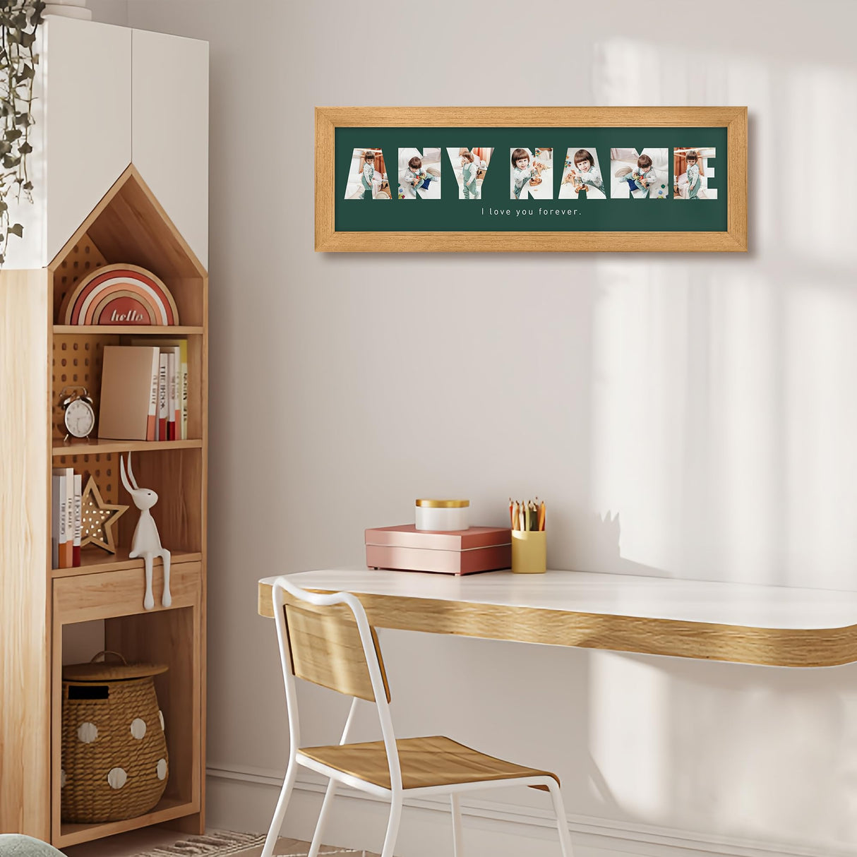 CUSTOM STEWARD Personalized Wooden Photo Frame, Personalized Custom Letter Collage Photo Frame with Name, Best Gift for Dad, Mom and Family,Desk or Wall Photo Collage Frame CUSTOM STEWARD