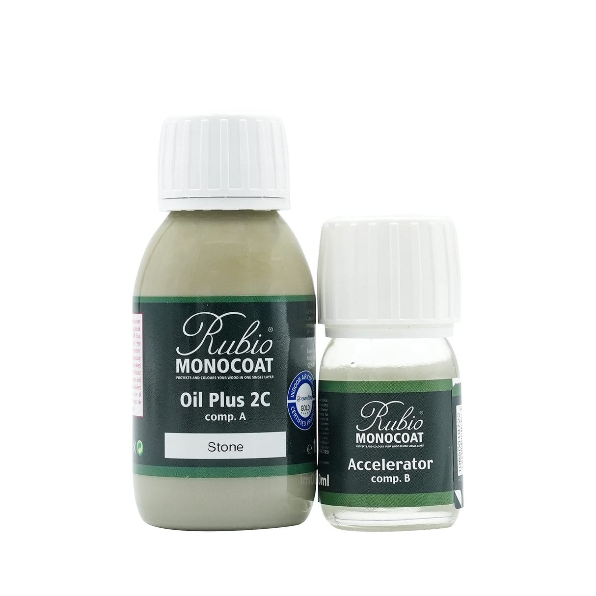 Rubio Monocoat Wood Stain & Finish 65 ft² - Stone | Oil Plus 2C | Quick-Dry, Eco-Friendly Linseed Wood Oil for Indoor Use, Includes Accelerator (Part B) | Protector | 130 ml Rubio Monocoat