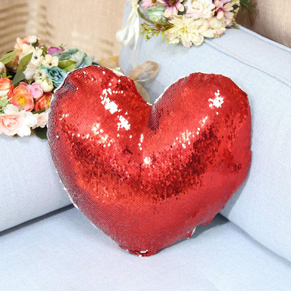 4 Pack Sublimation Blank Pillow Case Covers Heart 18inx14in Reversible Sequin Magic Swipe Pillow Cases Cushion Cover (Red) Unknown
