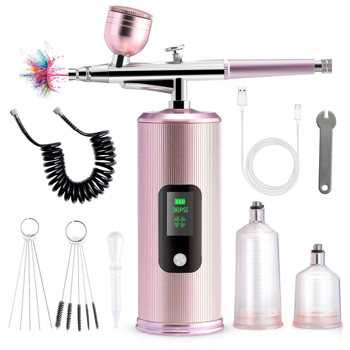 Morovan Airbrush Kit with Compressor: Rechargeable Air brush for nails Cordless Airbrush Gun for Art Painting Cake Decorating Crafts Model Painting Nail Airbrush Machine Morovan