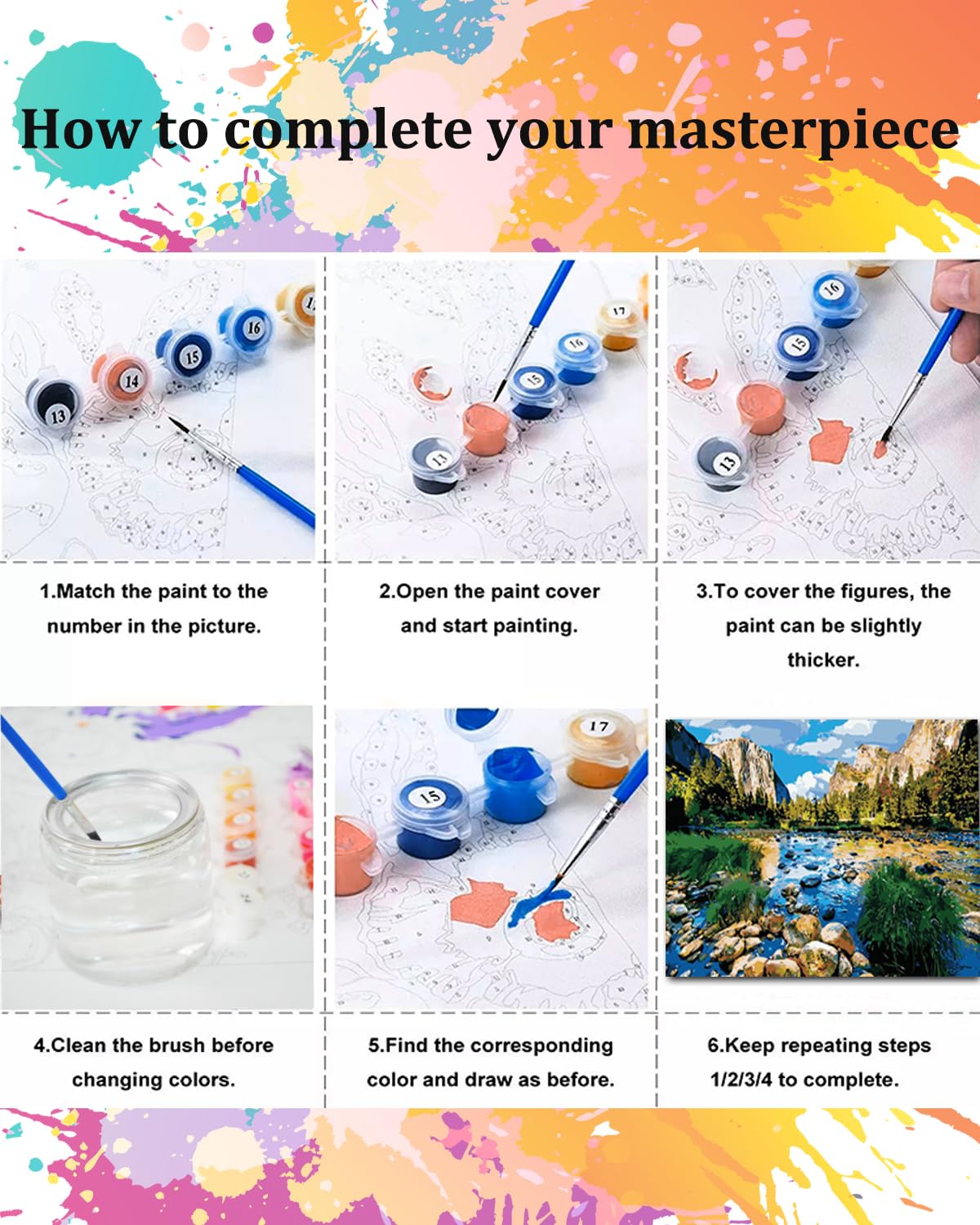 TOCARE Paint by Numbers Kit for Adults Yosemite National Park,Adult Paint by Number Canvas Yosemite,Adult's Paint-by-Number Kits Nature Scenery 16x20inch TOCARE