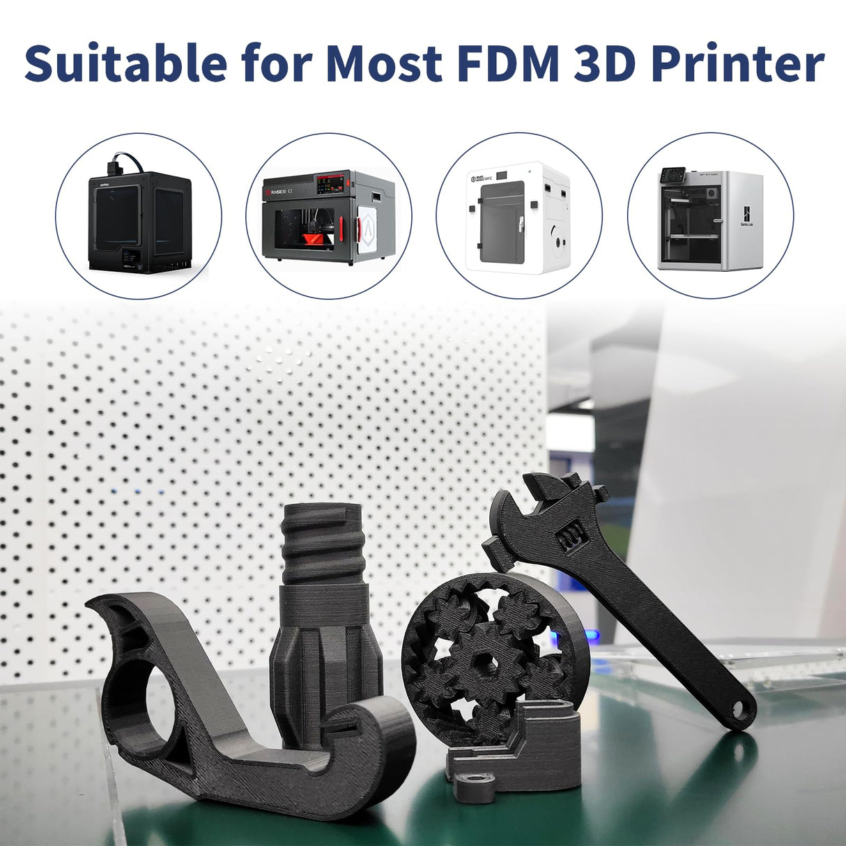 YXPOLYER Carbon Fiber PC Filament Tough Carbon Fiber Polycarbonate 1.75mm PC-CF 3D Printer Filament 1kg/2.2lb, Excellent Strength, Rigidity and Heat Resistance 3D Engineering Material Filament, Black yxpolyer