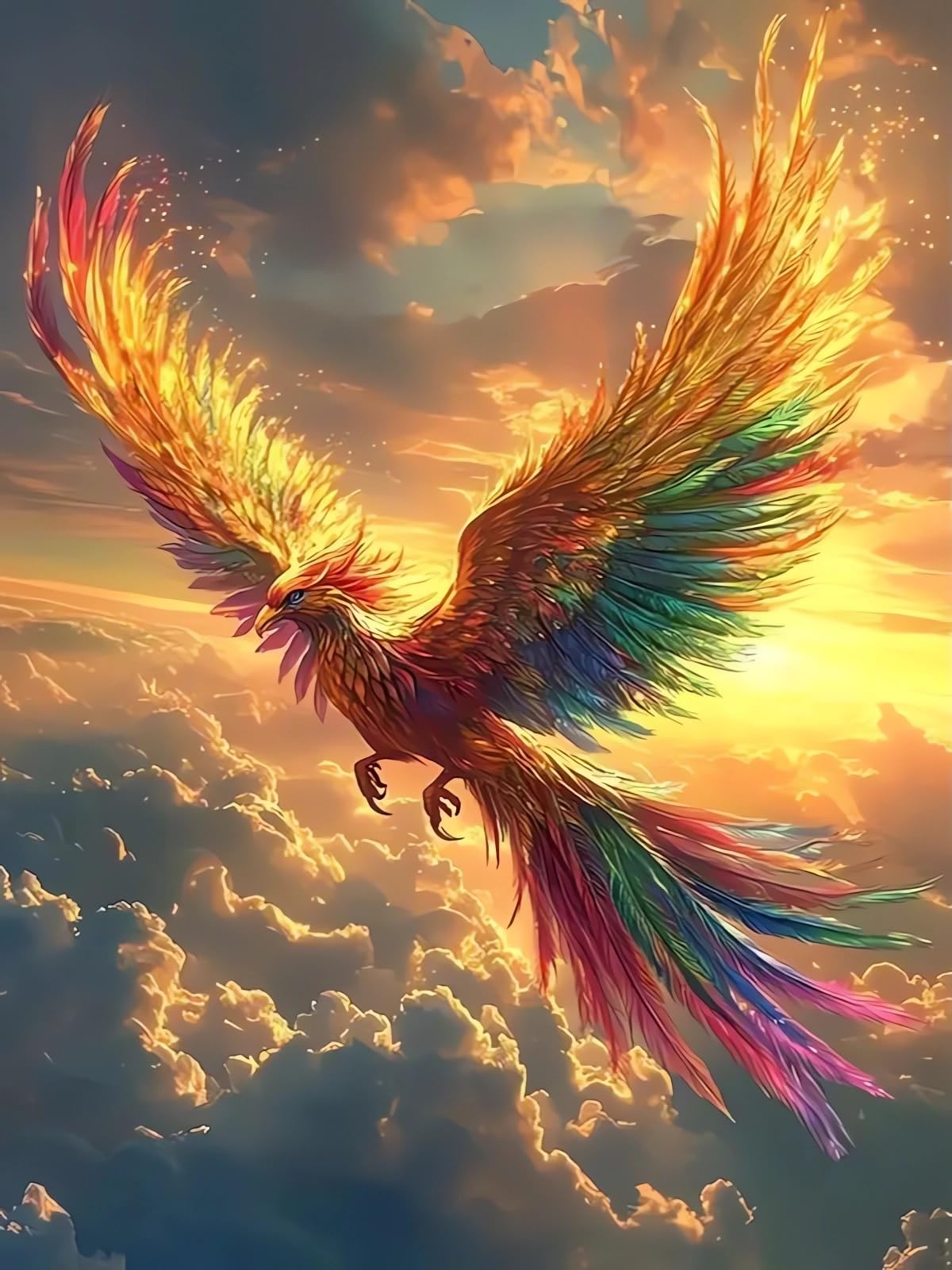 Phoenix Diamond Art Kits for Adults, 5D Diamond Painting Kits for Beginners, Animals Diamond Dot, Small Dimond Art Paintings Kit, Full Drill Gem Painting, Crafts for Adults, Home Wall Decor 12x16inch Rekxtmo