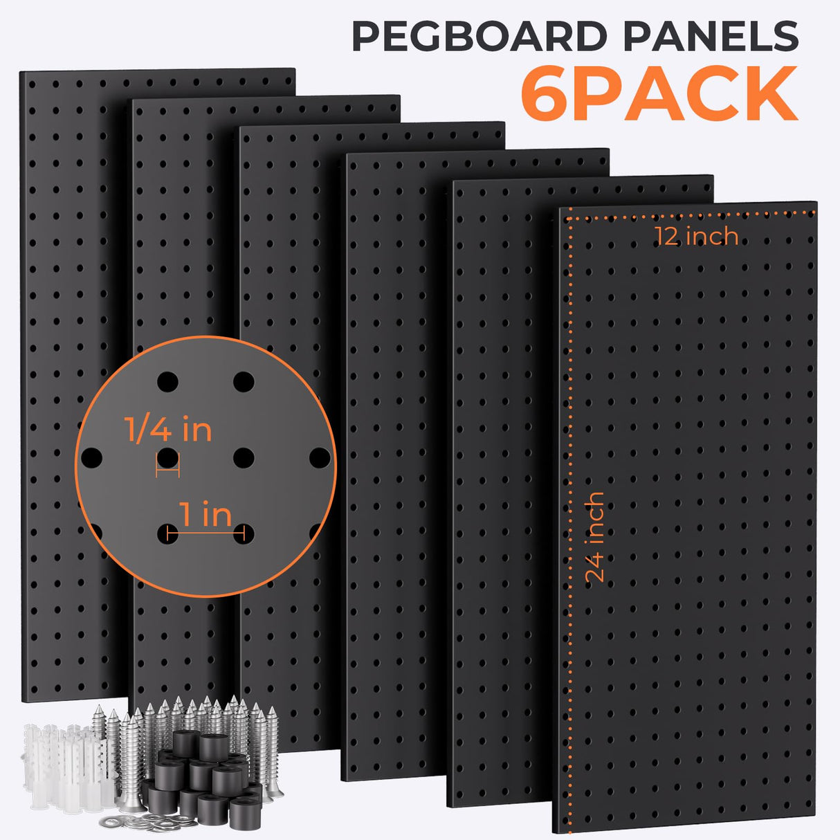 INCLY 48x36 Inch Metal Peg Board Kit with 1/4" Pegboard Hooks Accessories, 6PCS Peg Board Panels and 234PCS Black Pegboard Wall Organizer Tool Storage System for Garage Workbench Shed INCLY