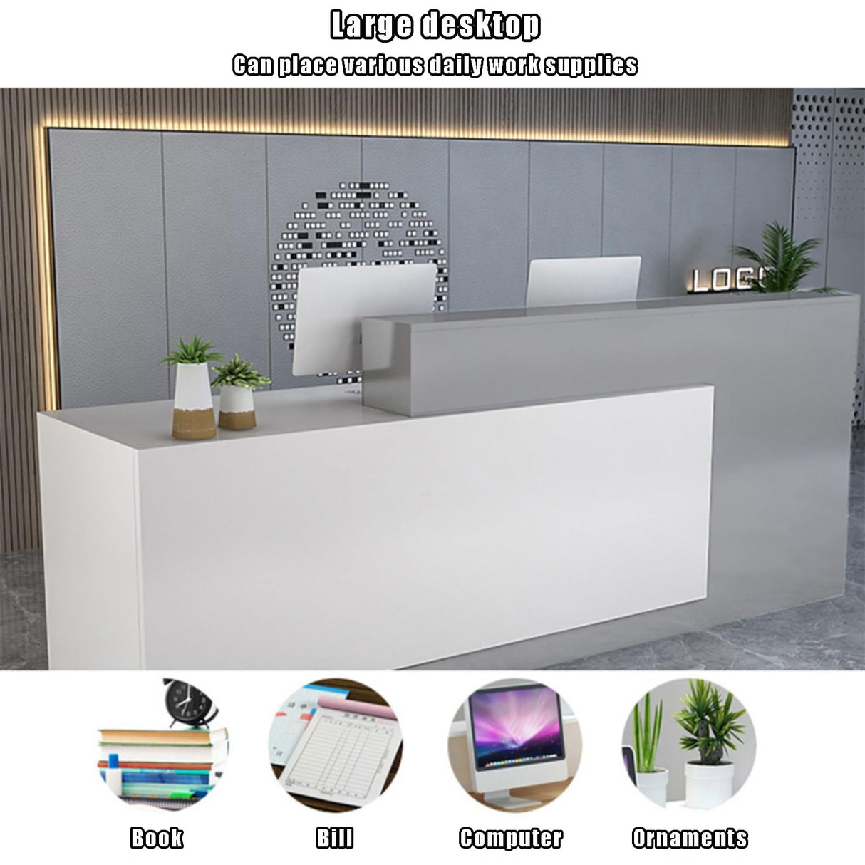 Reception Counter Desk, Front Counter Desk with Lockable Drawers, Modern Retail Counter, Wooden Computer Desk Reception Table, for Checkout Office/Beauty Salon/Lobby 160x60x100cm F-Right ZXLBTNB