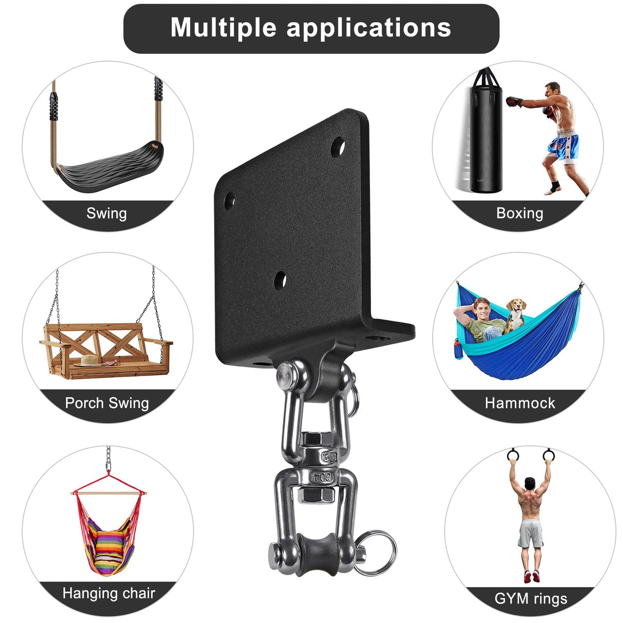 Kipika Heavy Duty Punching Bag Hanger - 360° Swivel I-Beam Mount, Ceiling Installation, Thick Hardware for Boxing, Aerial Yoga, and Home Gym Kipika
