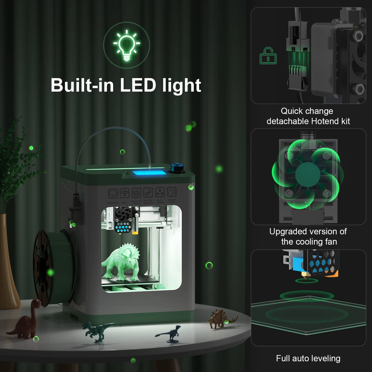 Tina2S 3D Printer with WiFi Cloud Printing, Fully Assembled and Mini 3D Printer for Beginners and Kids with Auto Leveling, High Precision, Quiet 3D Printers with App Control, Ideal for STEM Teaching Entina