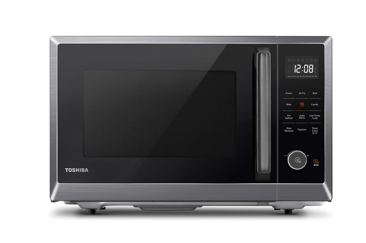 TOSHIBA Air Fryer Combo 8-in-1 Countertop Microwave Oven, with Convection, Broil, Odor Removal Mode, 12.4" Position Memory Turntable, Child-Lock, 1.0 Cu.ft, Black Stainless Steel, ML2-EC10SA(BS) TOSHIBA