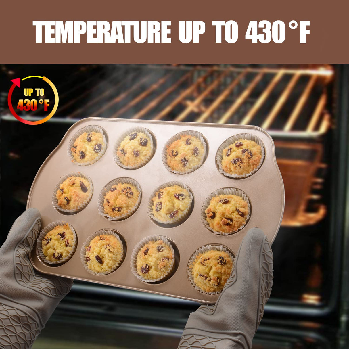 JOHO BAKING Nonstick Muffin Pan, Mini Cupcake Pan Set, Muffin Tins for Baking, 2 Pack, 12-Cup and 24-Cup, Gold JOHO BAKING