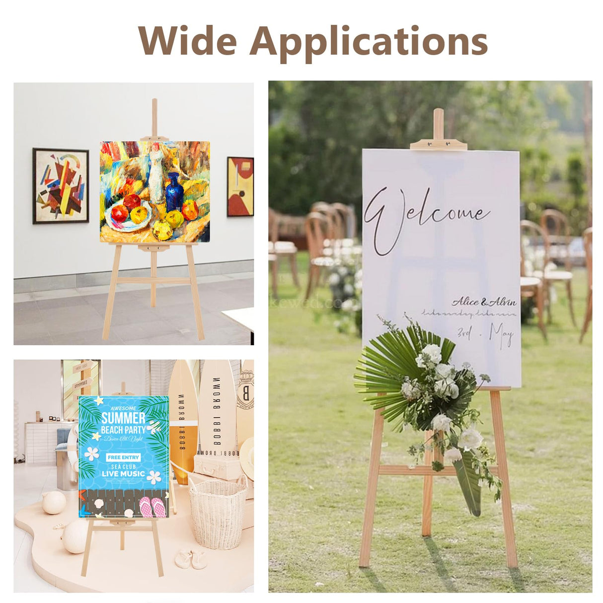 Falling in Art Easel Stand for Painting, Adjustable Wooden Easels for Painting Canvas Up to 42", Folding Art Easel for Drawing, Wedding Sign and Poster, Suitable for Kids and Adults Falling in Art