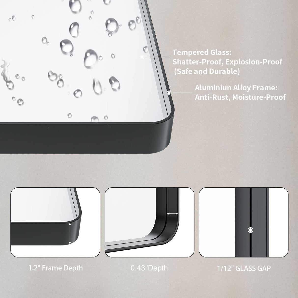 LOAAO 72X32 Inch Black Metal Framed Bathroom Mirror for Wall, Matte Black Bathroom Vanity Mirror Farmhouse, Large Rounded Rectangle Mirror, Anti-Rust, Shatter-Proof, Hangs Horizontally or Vertically LOAAO