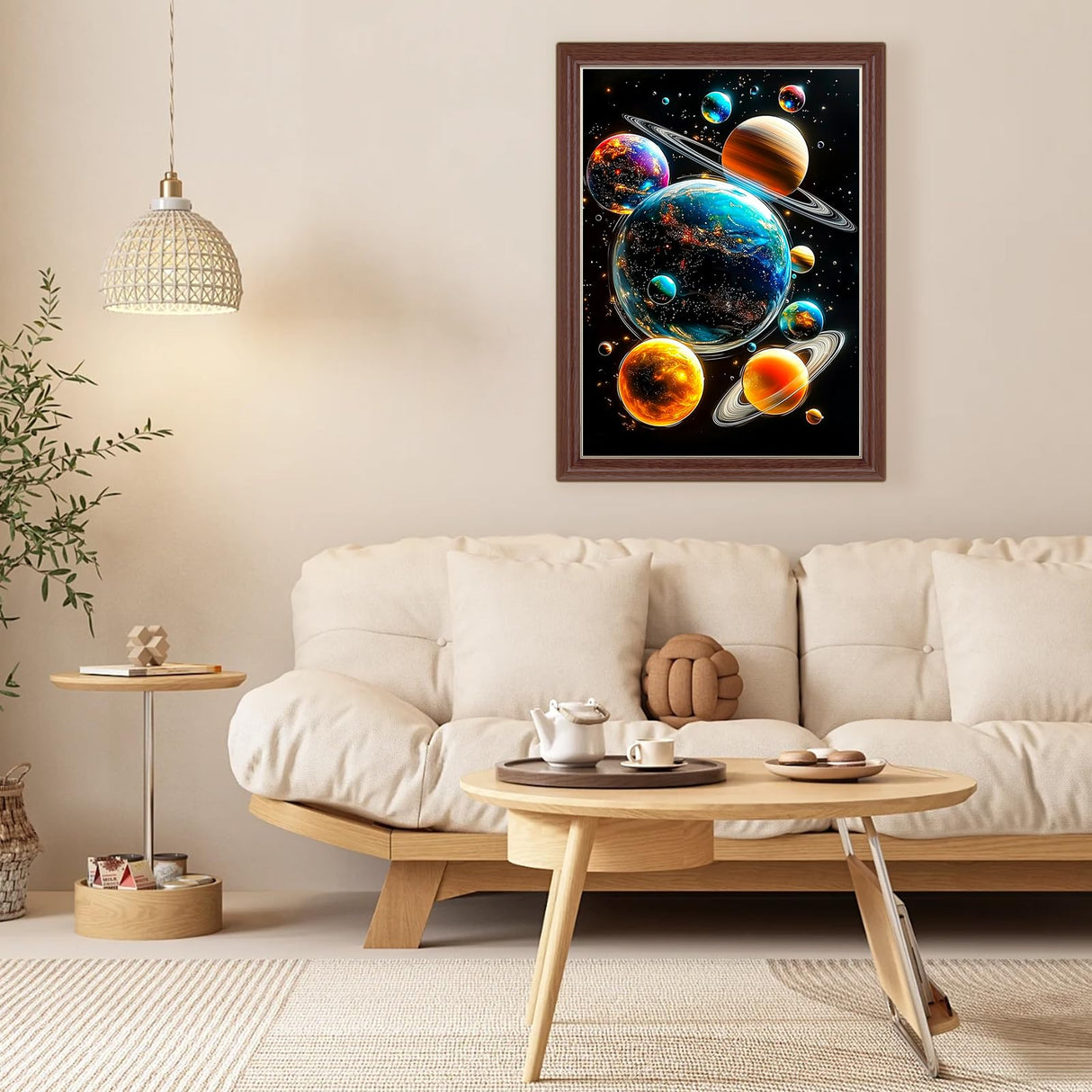 Lxmsja Planets Diamond Art Kits for Adults, Space Landscape DIY Full Drill Diamond Painting Kits for Beginners, 5D Gem Art Crafts for Adults, Home Wall Decor 12x16 inch Lxmsja