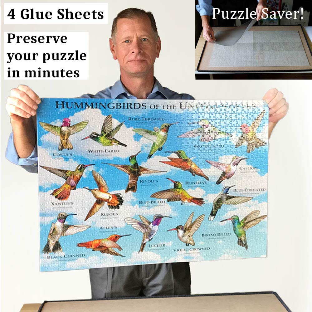 Extra Large Clear Puzzle Glue Sheets Puzzle Saver Peel and Stick - Preserve 1000 Piece Puzzles in Minutes PUZZLE EZ
