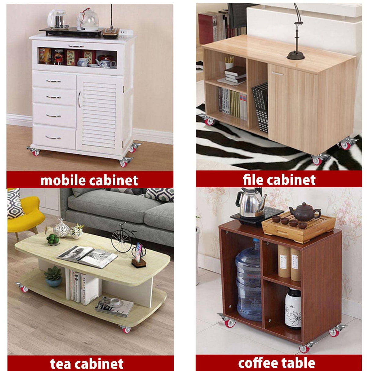 ABSLIMUS 2 inch Casters Load 800lbs, Set of 4 with Brake, Advanced Polyurethane (PU) Floor Protection, Noise-Free 360 Degree Swivel Plate Heavy Duty Caster Wheels (Free 16 Screws and a Screwdriver) ABSLIMUS