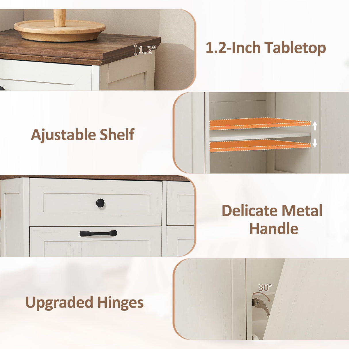 Spurgehom 13 Gallon Tilt Out Trash Cabinet Kitchen Waste Bins, Laundry Hamper Tilt Out Pet Proof Hidden Trash Bin for Kitchen Living Room, Antique White Spurgehom