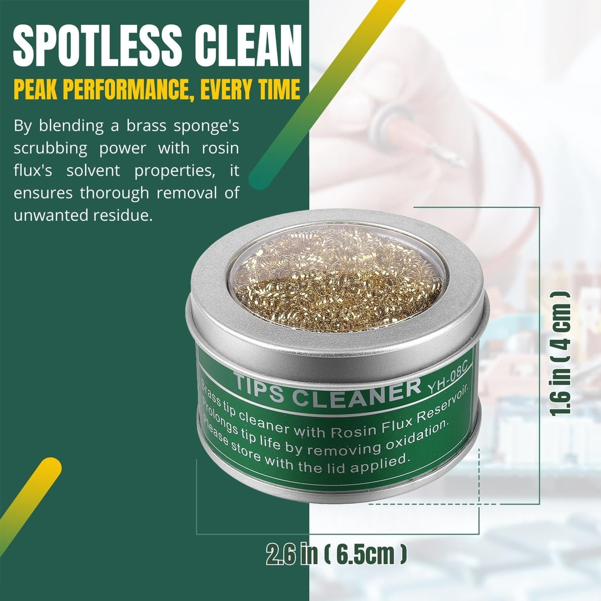 Flexzion Soldering Iron Tip Cleaner, Soft Coiled Brass Wire Sponge Stainless Steel Holder with Rosin Flux Flexzion