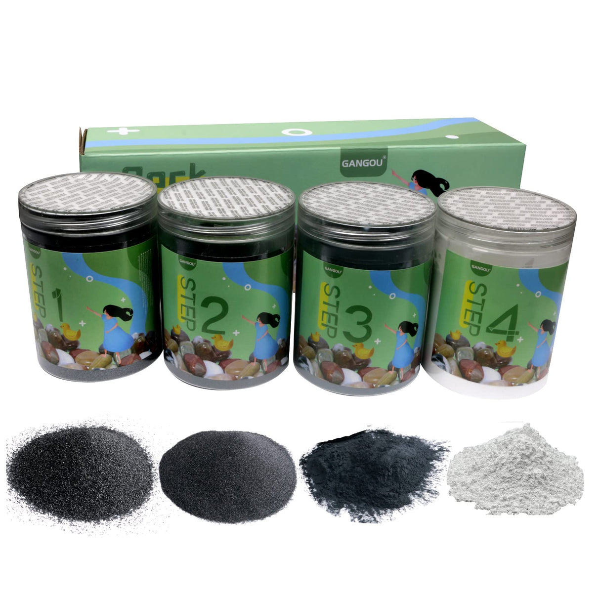 7.2 Pounds Rock Tumbler Grit Kit - 4 Steps Grit - Polishing Grits, Works with Any Rock Tumbler, Rock Polisher, Stone Polisher - No Filler Material GANGOU