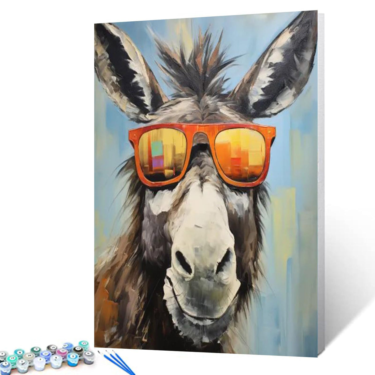 Tucocoo Donkey in Glasses Paint by Numbers Kits 16x20 inch Canvas DIY Oil Painting for Kids, Students, Adults Beginner with Brushes and Acrylic Pigment - Funny Donkey Farmhouse Animal(Without Frame) Tucocoo