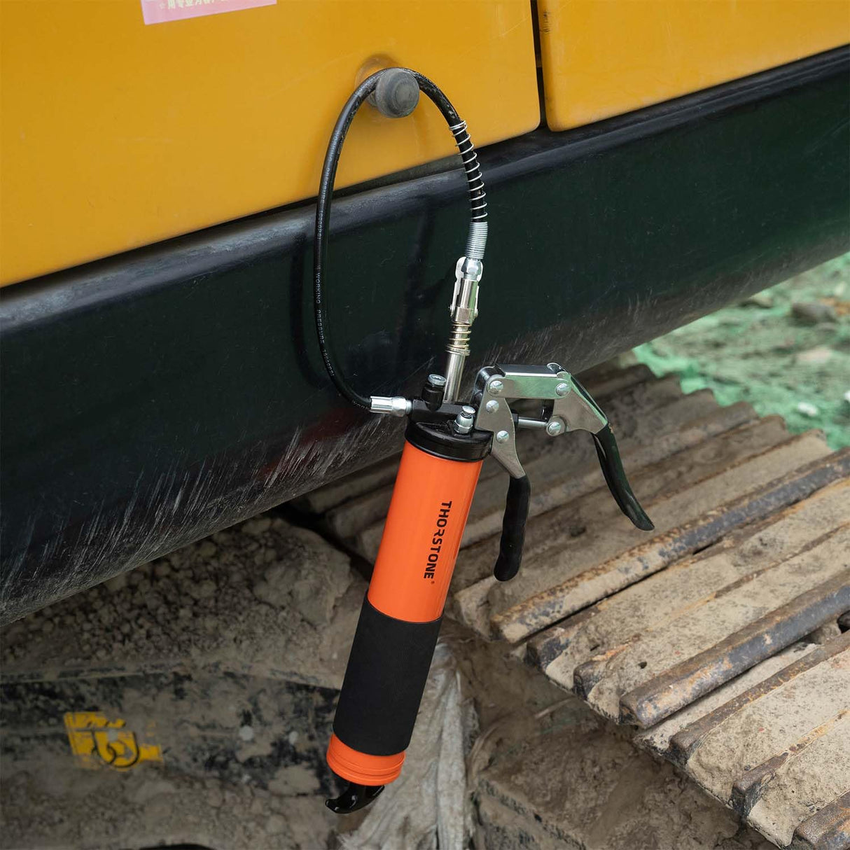 Thorstone Grease Gun Kit, 7000PSI Heavy Duty Pistol Grip Grease Guns Set | Loop & Lock Storage | 14oz Load Capacity | 18" Flex Hose | 1 Lock Coupler | 1 90 Degree Grease Coupler | 1 Basic Coupler Thorstone