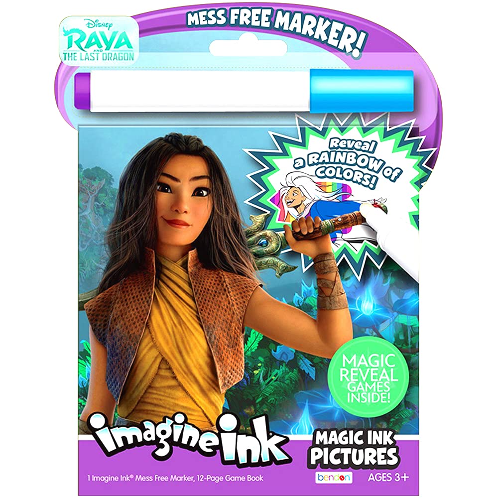 Classic Princess Magic Ink Coloring Super Set - 3 Books Featuring Disney Princesses, Frozen, and Raya The Last Dragon with Invisible Pens, Stickers Disney