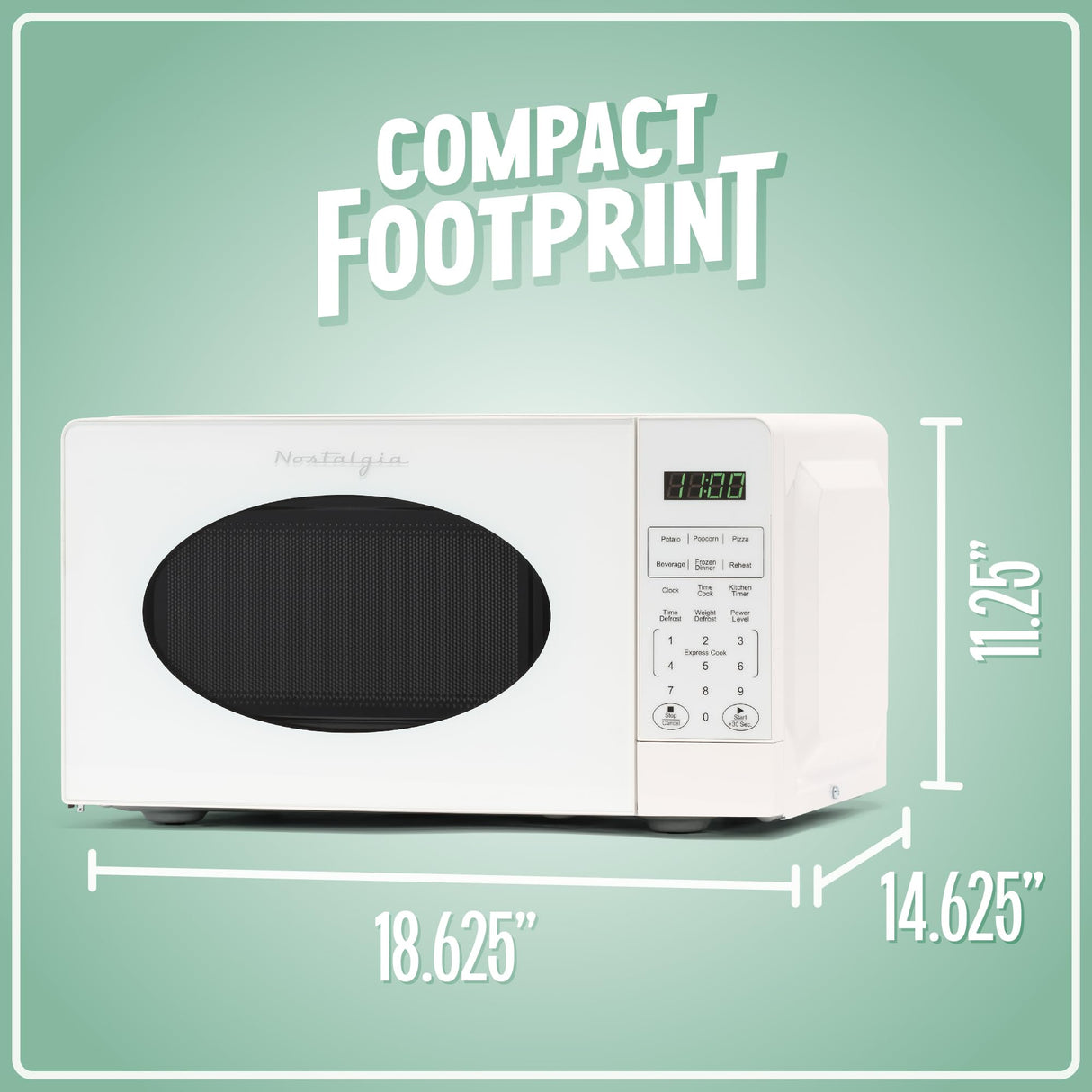 Nostalgia Modern Retro Countertop Microwave Oven - 700-Watt - 0.7 cu ft - 12 Pre-Programmed Cooking Settings - Digital Clock - Kitchen Appliances - White Nostalgia