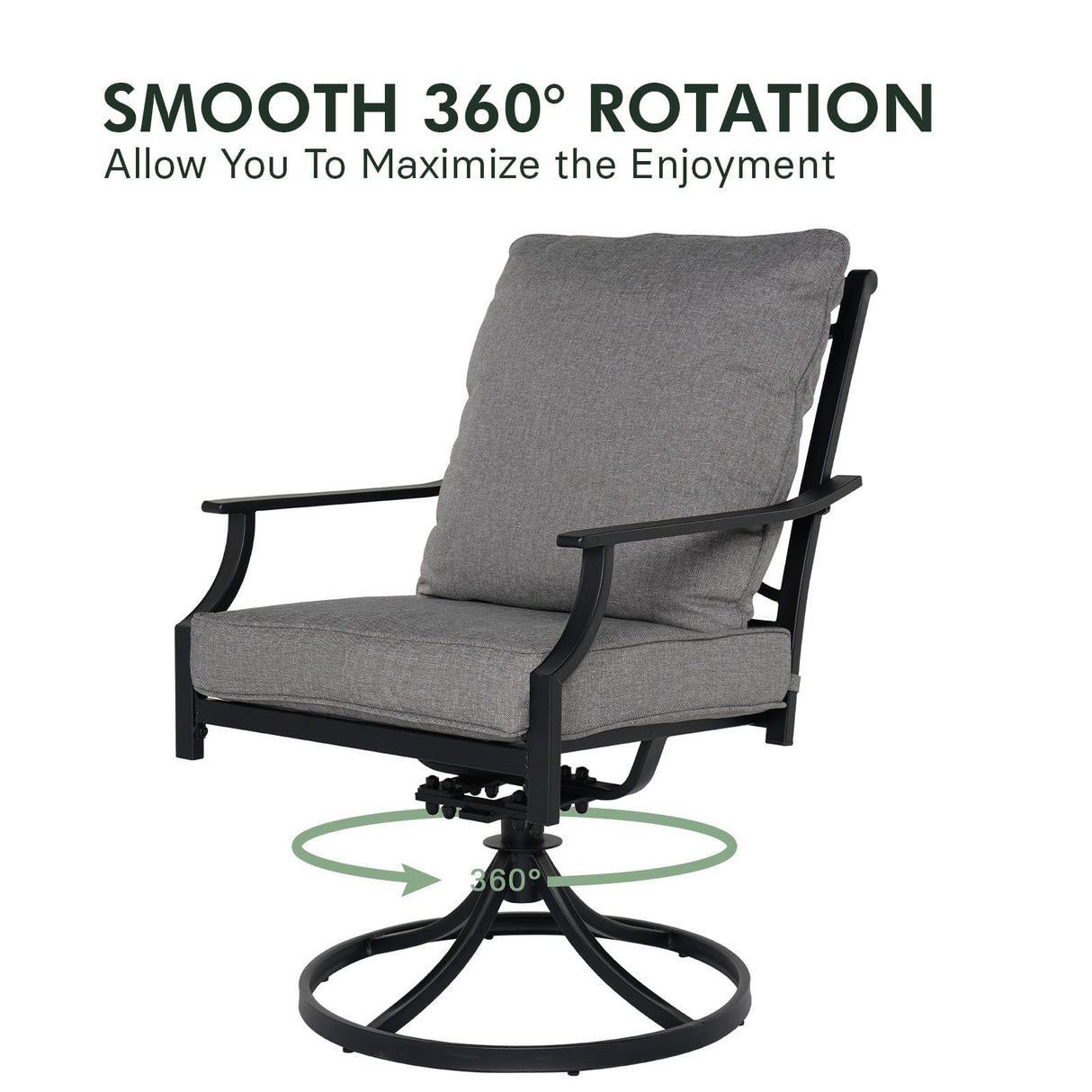 Grand patio 7-Piece Outdoor Dining Set for 6 E-Coated Patio Dining Furniture Set for 6 Patio Swivel Dining Chairs with Olefin Cushions 1 Rectangular Dining Faux Woodgrain Table with Umbrella Hole Grey Grand patio