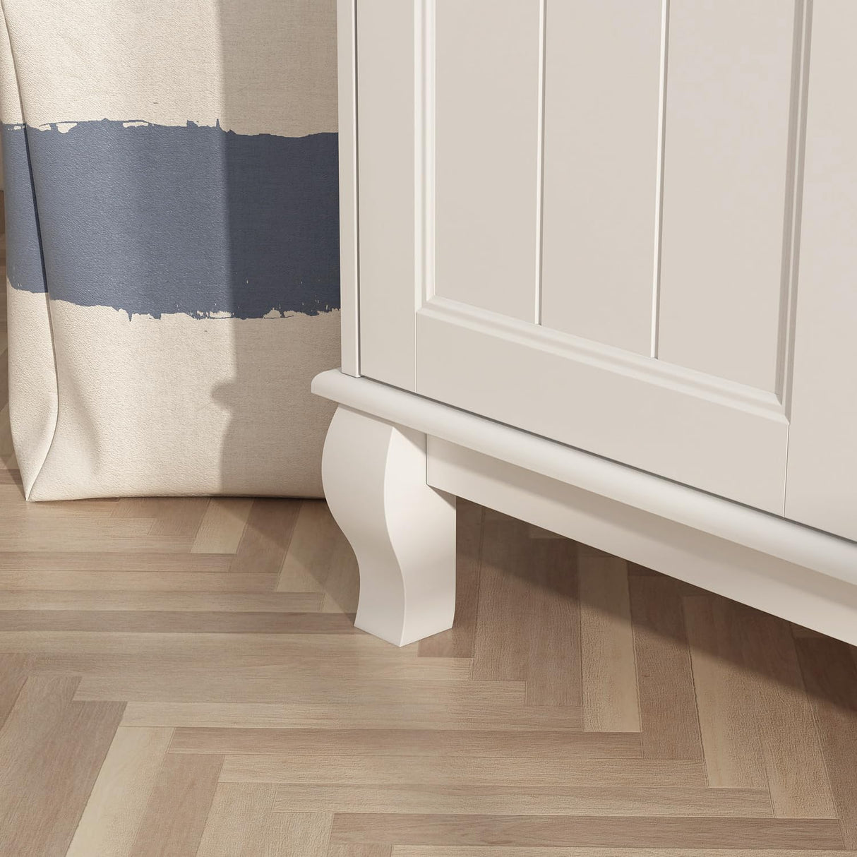 ECACAD 4 Door Wardrobe Closet Armoire with 2 Drawers, Multi-Tier Storage Shelves & Hanging Rods, 63”W Wooden Clothes Storage Cabinet with Solid Legs for Bedroom, White ECACAD