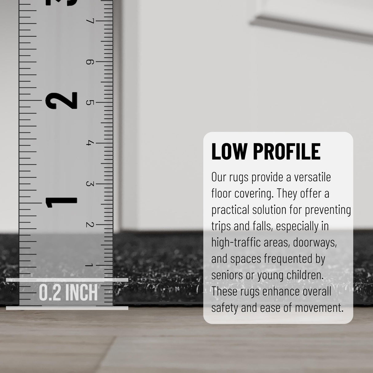 Ottomanson Solid Design Non-Slip Rubberback 2x6 Indoor/Outdoor Runner Rug for Hallway, Kitchen, Living Room, Garage, Patio, 2' x 6', Black Ottomanson