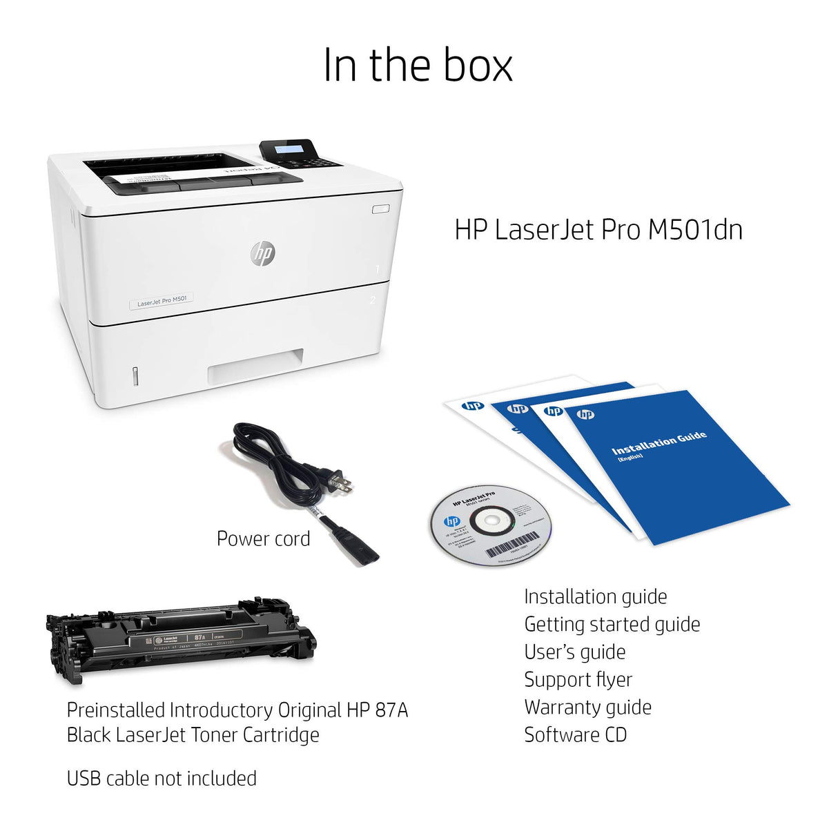 HP LaserJet Pro M501dn Duplex Printer with One-Year, Next-Business Day, Onsite Warranty (J8H61A) HP