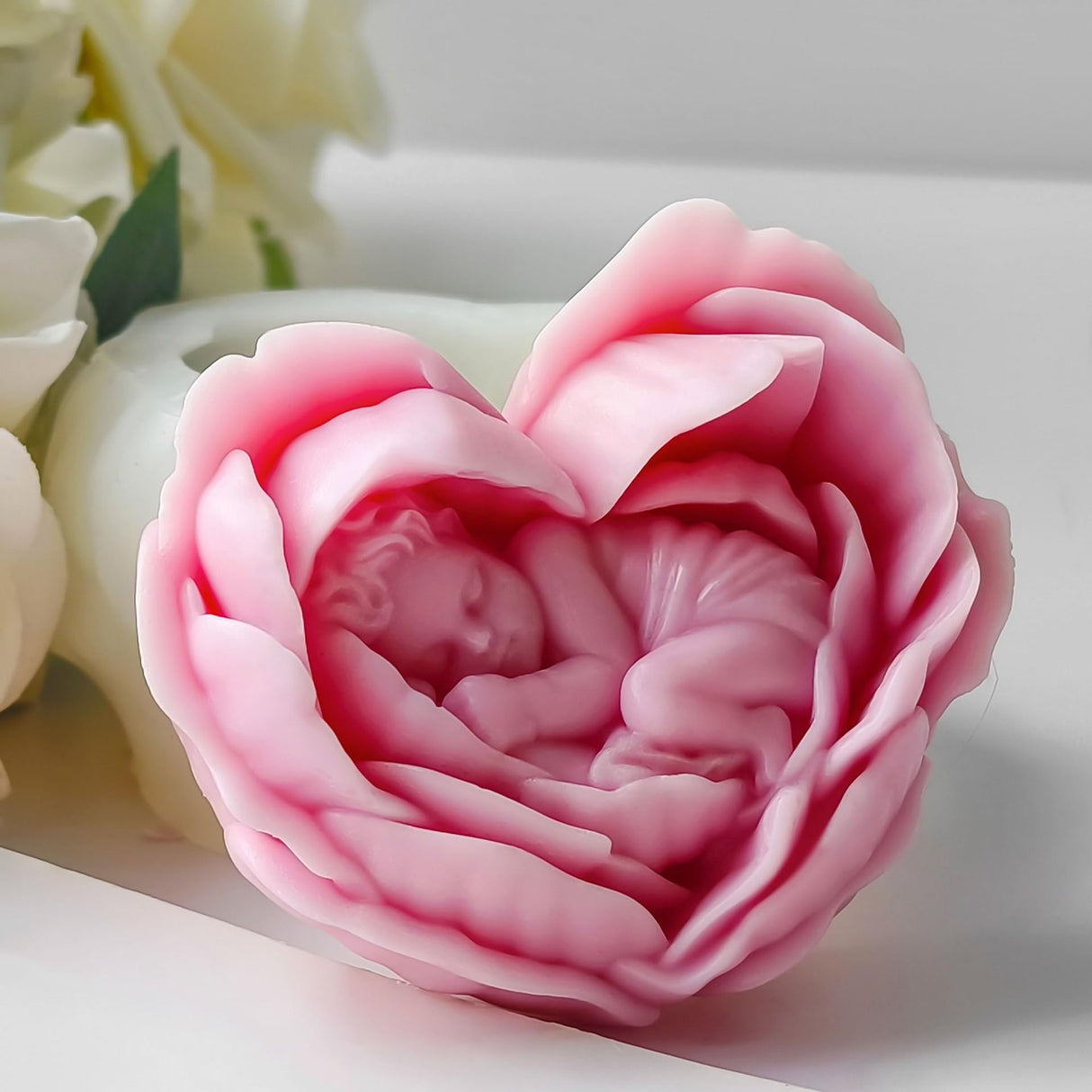 Heart Rose Flower Succulent Candle Mold - Baby Style - Resin Casting Silicone Molds for Home Decor & Candle Making Wave Spiral Mold ESEDAGE