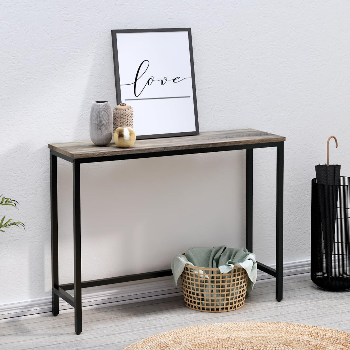 Timberer 39.4” Console Table, Hallway Entrance Table Sofa Table Behind Couch, for Living Room, Entryway, Easy Assembly, Accent Table, Grey Timberer